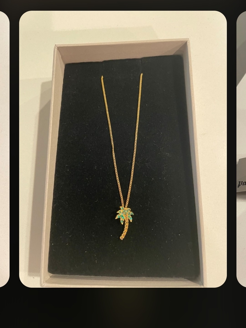 Palm Angels Gold Tone Palm Tree Pendant Necklace 18" NIB